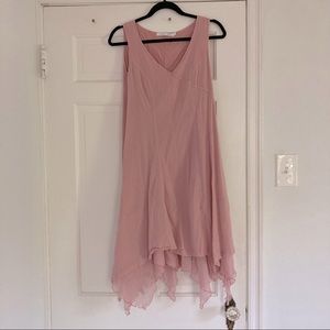 Lauren Vidal Pink Dress with Silk Plisse Trim